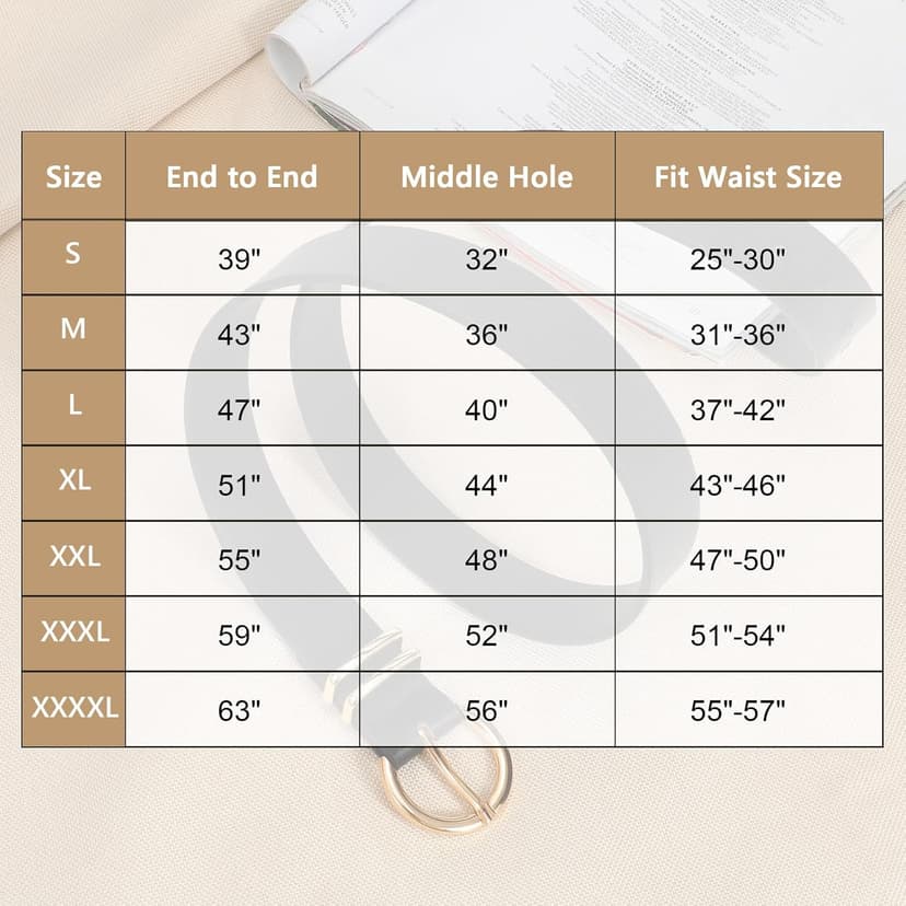 VONMELLI 2 Pack Women's Leather Belts for Jeans Dresses Fashion Gold Buckle Ladies Belt