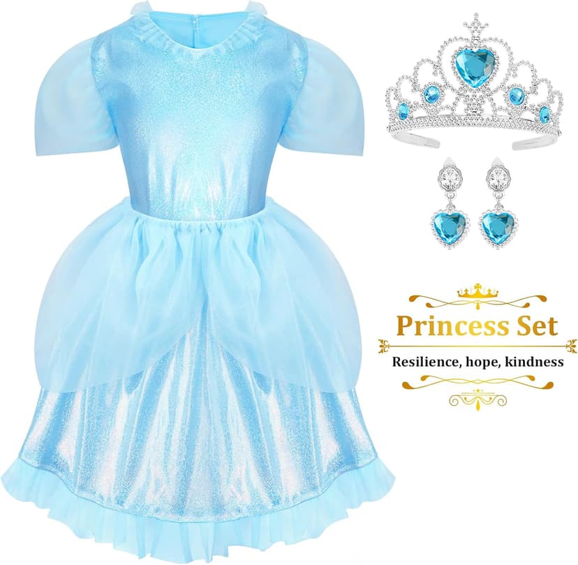 LIMIROLER Princess Dress Up Clothes for Little Girl Role Play Costume Gift Set Princess Dress Up Toys for Toddler Girls B0DF2V6NHW
