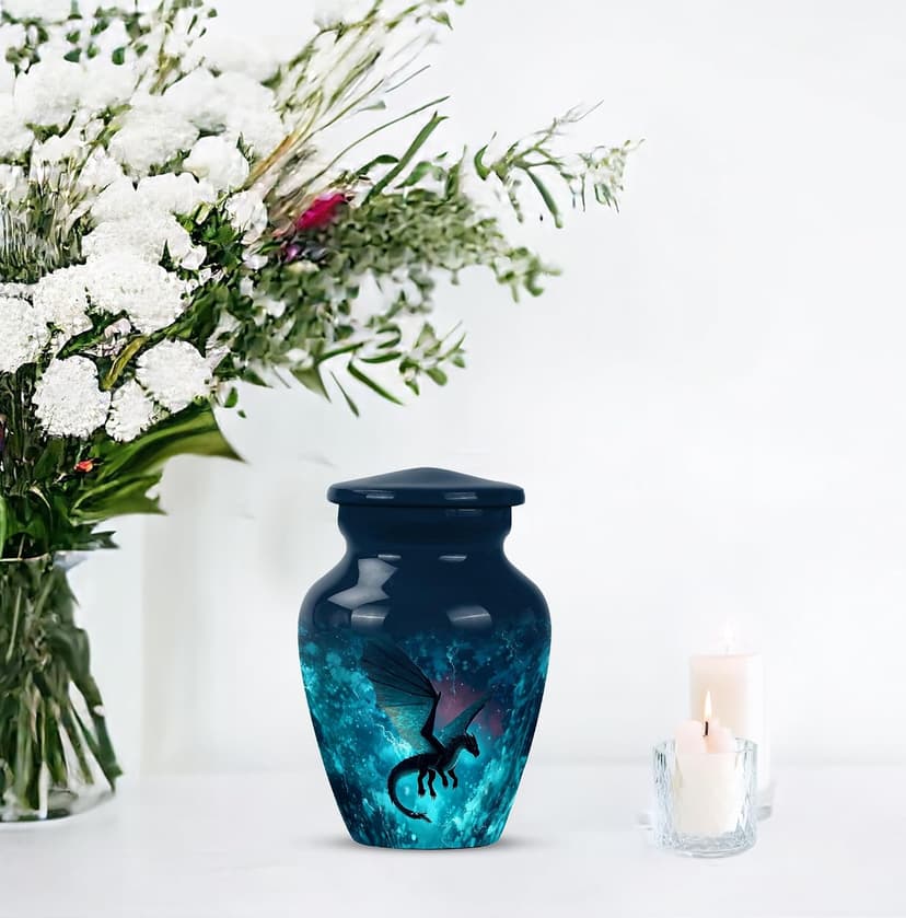 Dragon Small Memorial Urns for Human Ashes Adult Man - Keepsake Green Funeral Urn for Ashes for Women - Mini Blue Burial Urn for Mom & Dad - Cremation Urns for Human - 3 Inch B0FCMK3X17