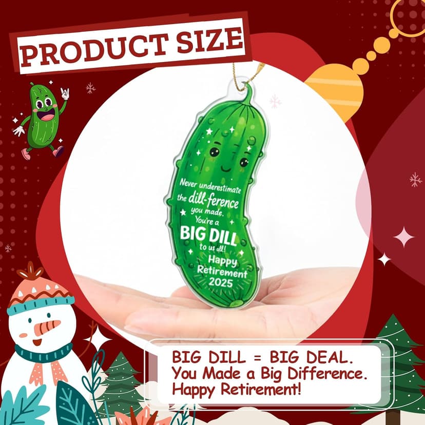 MAMAGIFTREE Christmas Ornament 2025 - Funny Retirement Gifts for Women, Men, Coworker, Boss - Big Dill Keepsake, Happy Retirement Decorations