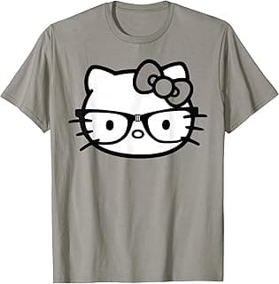 Hello Kitty Black and White Nerd Glasses Short Sleeve T-Shirt