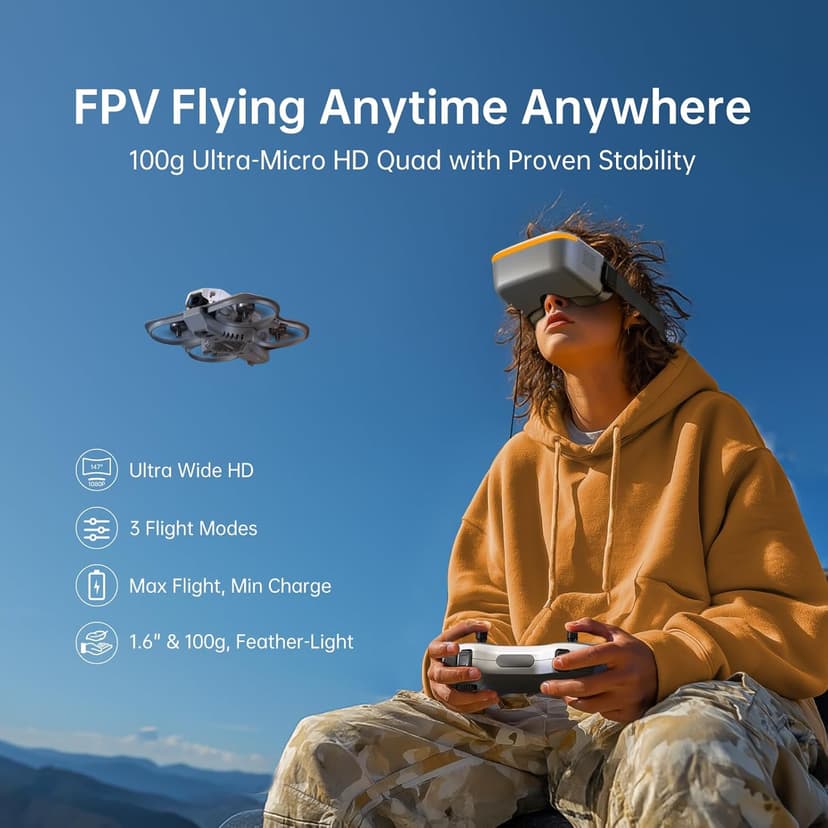 CADDXFPV Protos FPV Drone RTF Kit, Built-in Walksnail 6g VTX, 1080p/60fps HD Digital Video Transmission, 4.5" FPV Goggles Screen, 3-in-1 Charging Hub for 3 Batteries, Supports 3 Flight Modes, Perfect FPV Gift for Beginners & Freestyle Racing