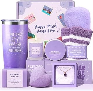 Gift Baskets for Women, 9pcs Unique Happy Birthday Gifts for Women, Best Mothers Day Christmas Gifts Get Well Soon Basket Appreciation Ideas Box w/Tumbler Her Mom Sister Friend Friendship Teacher