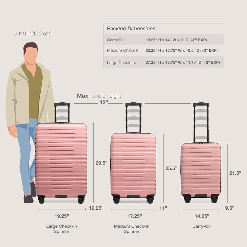 U.S. Traveler Boren Hardside Spinner Luggage With Aluminum Handle, Pink, Checked-Large 30-Inch