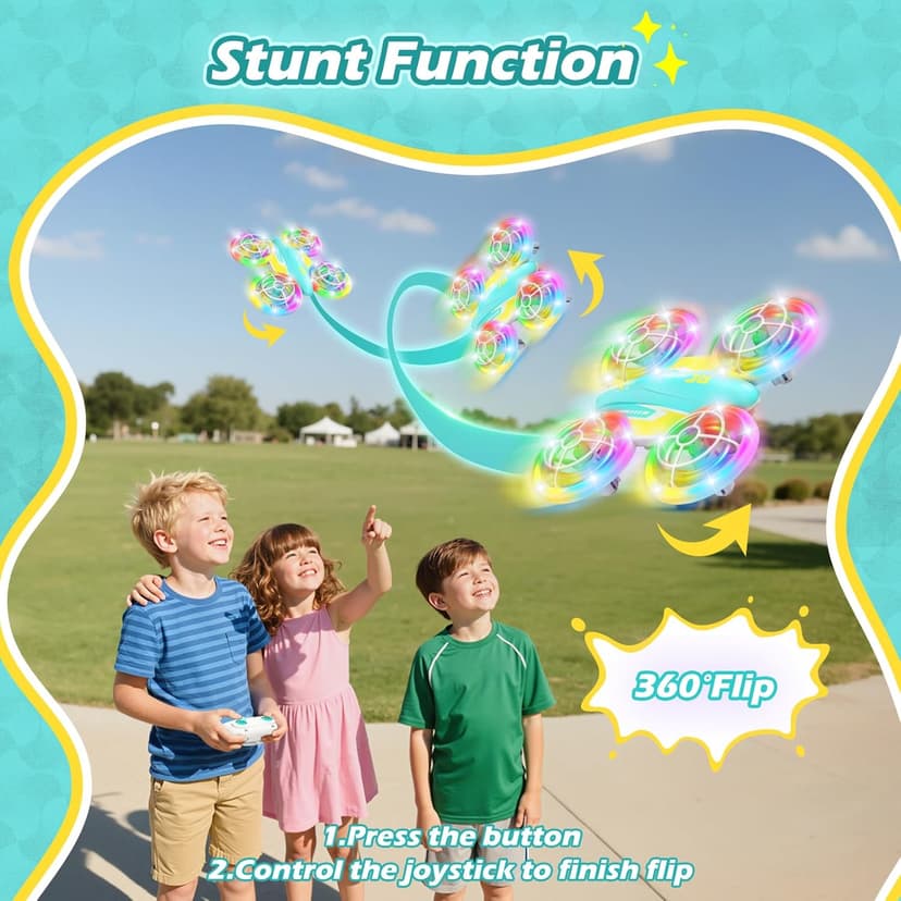 LED RC Drone for Kids 6+, Christmas Birthday Gift for Boys & Girls with Remote Batteries, 360° Flip, High Speed Mode, 45 Min Flight Indoor and Outdoor Flying Toy - Blue Yellow