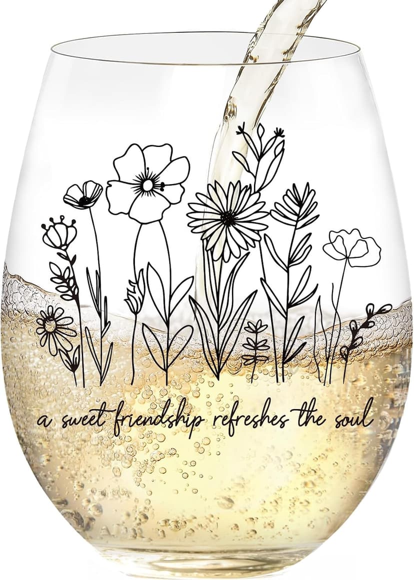 5 oz Scratch-Resistant Wine Glass, Dishwasher safe,Friendship Gifts for Women, Bestie Birthday Present Best Friend Birthday Gifts for Women,A Sweet Friendship Refreshes the Soul B0FHWDT7LB
