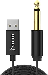 Cubilux Guitar to USB A Cable, USB to 6.35mm (1/4') TS Mono Line-in Cord for Bass/Electronic Piano/Drums, Instrument to Laptop PC, 6 FT