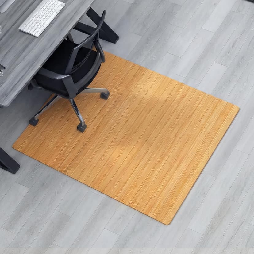 Leinuosen 36" x 48" Office Bamboo Chairmat for Carpet Floor Mat Highly Premium Quality Anti-Slip Office & Home Floor Protector Low Pile Carpet Chair Mat, 5mm Thick(Without Lip,Wood)