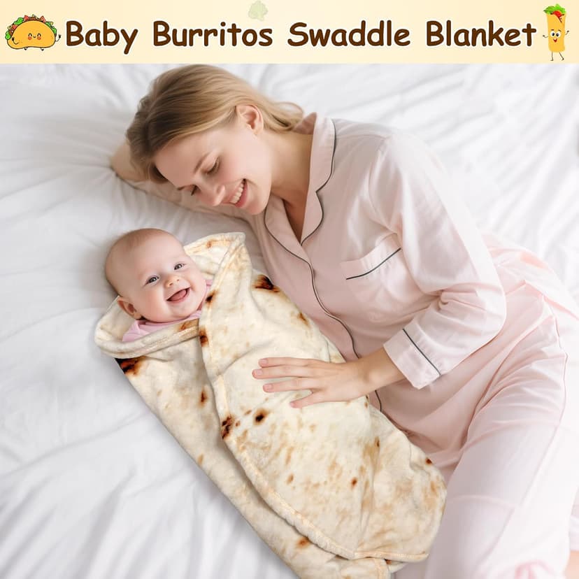 mermaker Burritos Tortilla Swaddle Blanket Baby for Toddler Newborn, 285 GSM Soft Flannel Taco Wrap Blanket Funny Gifts for Baby Shower Boys Girls, 36 inch B0DYJDBW21