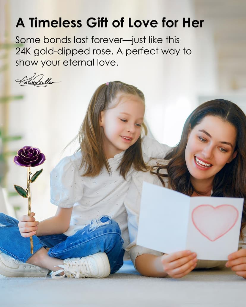 Handpicked real rose dipped in 24K gold; a one-of-a-kind keepsake for women on Valentine’s Day, Mother’s Day & anniversaries 24K Gold Dipped Real Rose, Forever Flower, Purple B0F93N2SKX