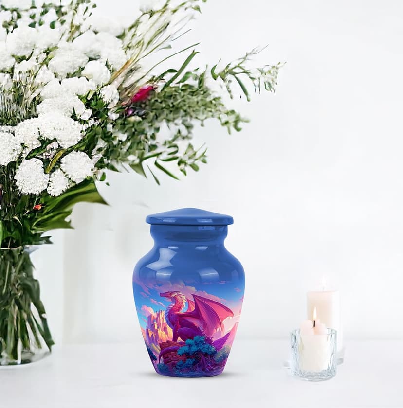 YATHABHSIA Dragon Cremated Reamins Urns, Burial Urns for Adult Human Ashes, Decorative for Funeral & Burial, Memorial Gift, 3 Inch Mini Urn, Blue B0F8QQQZJL