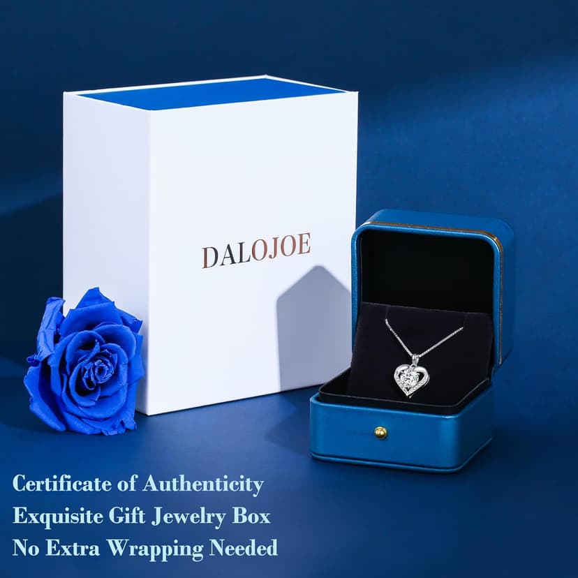 DALOJOE Moissanite Necklace for Women, 1-3 Carat Heart Necklace Engraved with 'I LOVE YOU', Birthday Gift for Wife, Anniversary Present for Wife Women, Jewelry Gifts for Christmas Valentine's Day