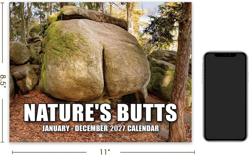 Gag Gifts - White Elephant Gag Gifts Calendar 2027, Nature Butts Calendar 2027 from January to December, 11'' x 8.5'', Gag Gift for White Elephant B0D9GBGSMZ
