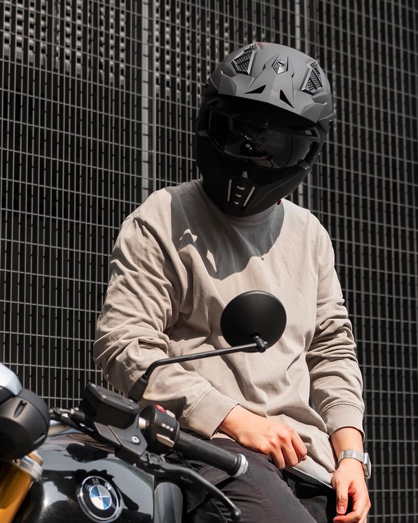 ILM Open Face Motorcycle 3/4 Half Helmet for Men and Women, Vintage Retro Helmet with Visor for Moped ATV Cruiser Scooter DOT Model Z302(Matte Black,Large)