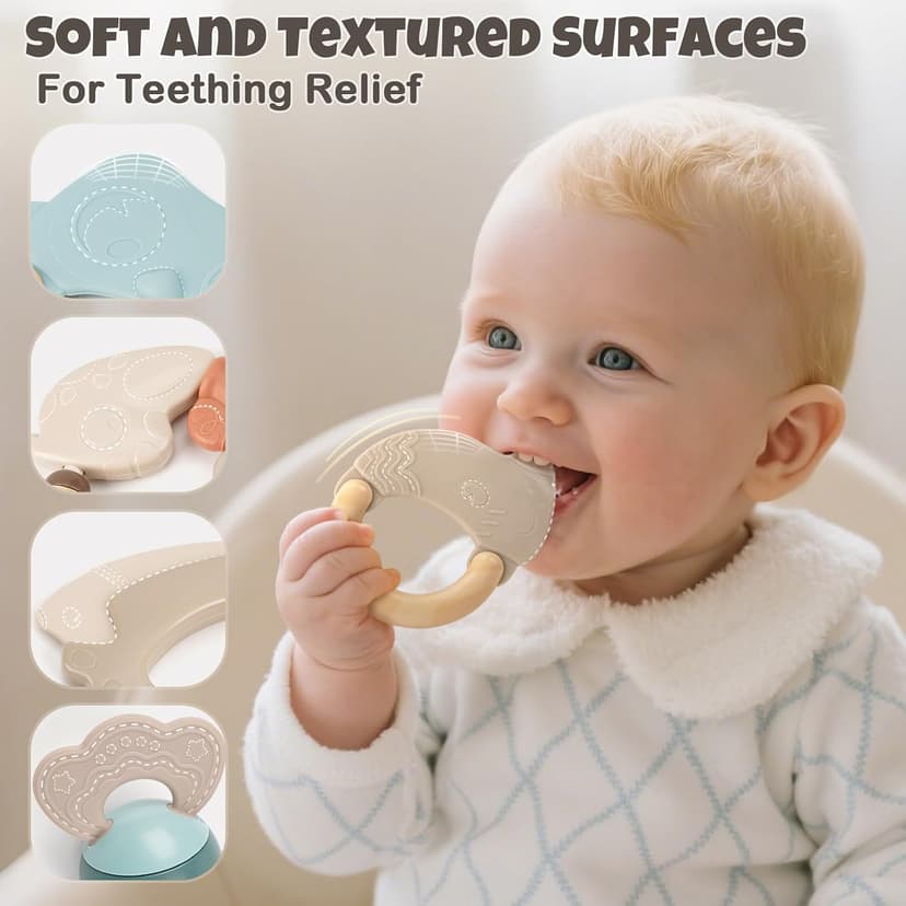 Sensory Toys with Soft Textures, Gentle Sounds & Easy-Grip Shape, Neutral Newborn Gift(10-Pack) Baby Rattles & Teethers Set, Baby Toys 0-6 Months, Teething Toys 3-6 Months B0F62MWKGD