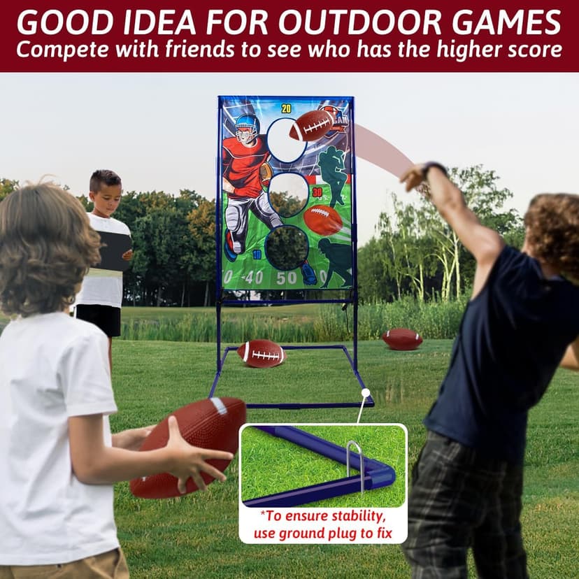 Football Toss Game with 4 Inflatable Balls, Football Throwing Target Games for Boys 8-12, Sports and Outdoors Toys for Kids Ages 3+
