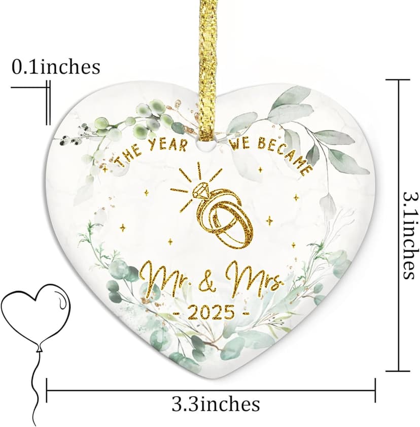 GOSSBY Wedding Ornament 2025 - The Year WE Became MR MRS - 2025 Wedding Gift for Couple - Bridal Shower, Newlywed, Just Married, Mr Mrs Gift for Bride Groom - 1st Married Couple Christmas Decor