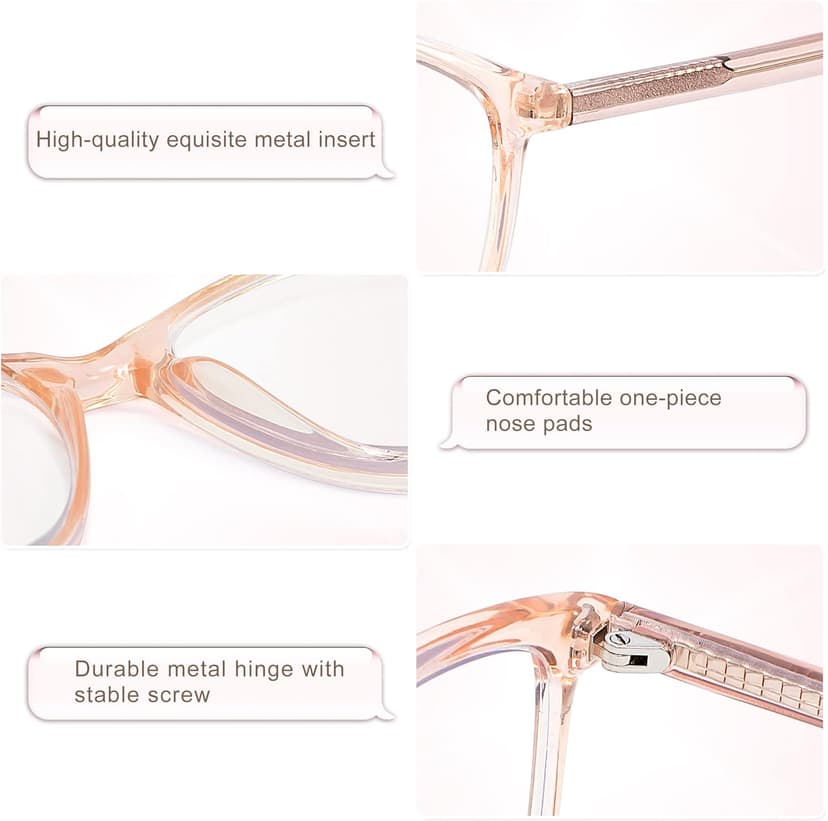 Madison Avenue Square Vintage TR90 Blue Light Blocking Reading Glasses for Women, Anti Eyestrain/Glare Computer Readers