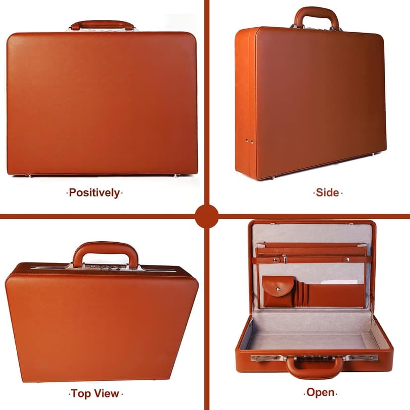 Large Business Briefcase for Men - Hard Case PU Leather Attache with Lock ,Expanding Business Briefcase Bag for Professionals
