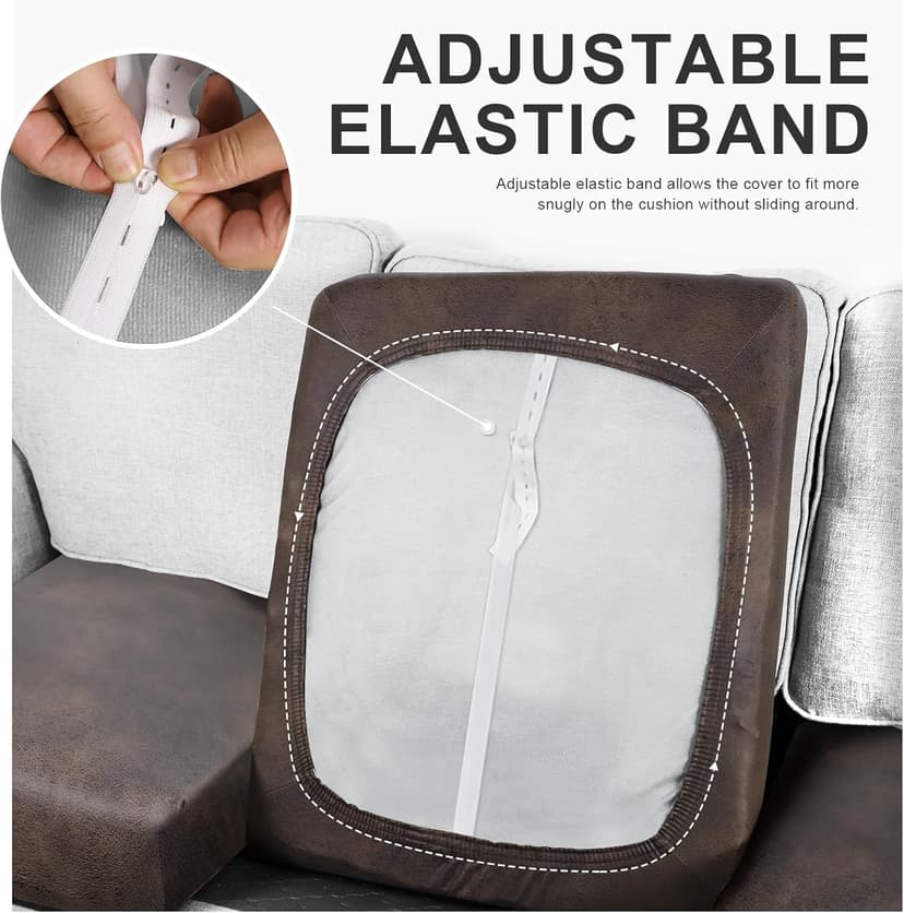 molasofa Leather Like Couch Cushion Covers Sofa Slipcovers Sets Couches Furniture Protector Covers for Sectional Armchair Loveseat Stretch Spandex Fabric, Machine Washable (3 Cushion Sofa, Brown)