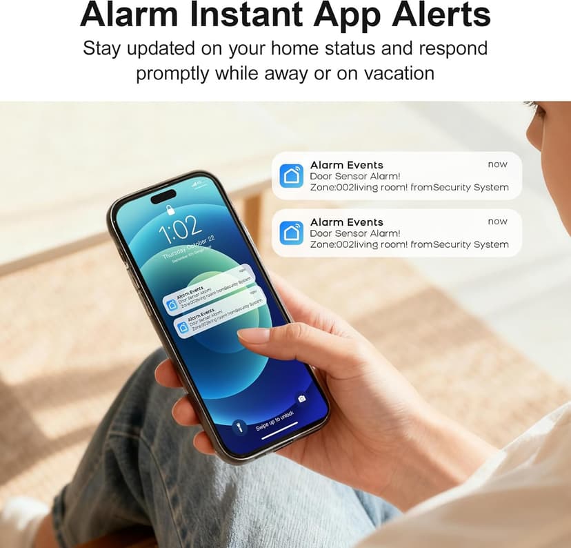 Wireless Alarm System for Home Security,24 Pcs Home Alarm System Wireless DIY Kit,WiFi+GSM/4G with Instant App Alerts NO MonthlyFees,SOS Button,App & Remote Control,Work with Alexa,for Apartment