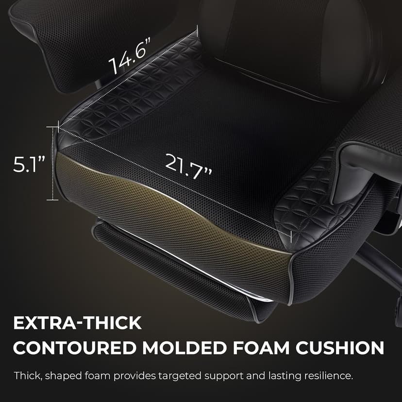 Dowinx Big and Tall Office Chair with Massage Lumbar Support,Executive Office Chair with Wide Thick Seat Cushion and Adjustable Armrest,Mesh Computer Gaming Chairs with Footrest,Black