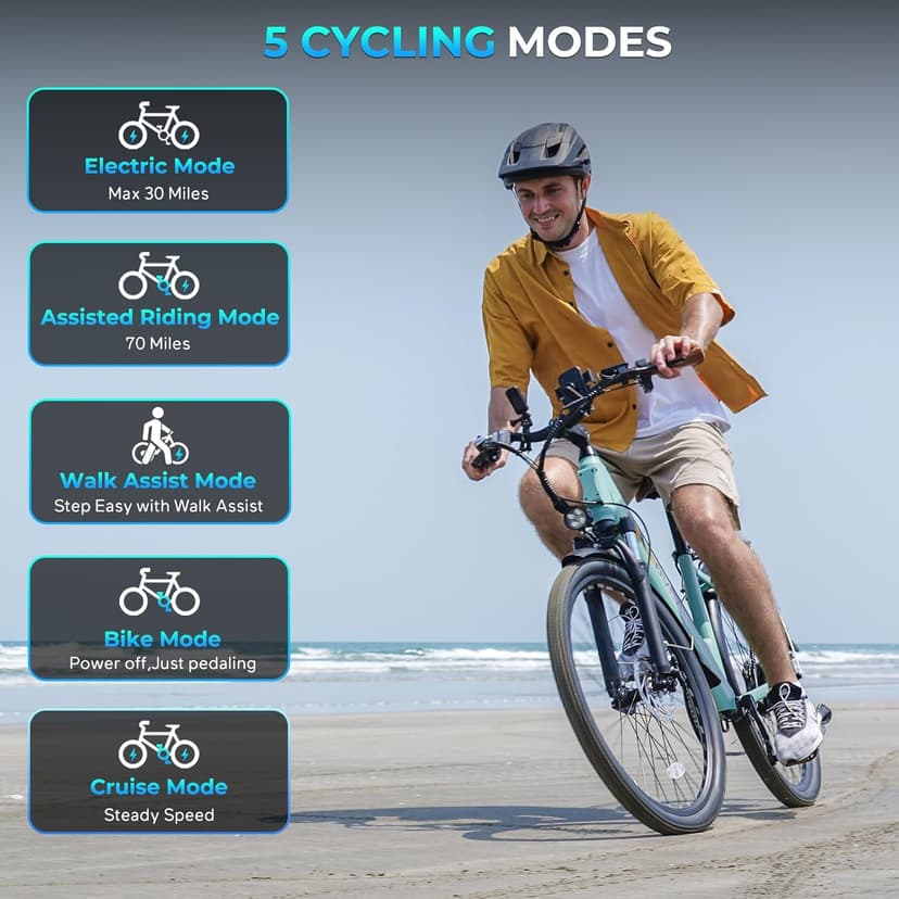 Movcan V80 Electric Bike, 1000W Motor 28MPH 26'' City Cruiser Ebike for Adults, 48V 13Ah Removable Battery Up to 70 Miles, 7-Speed Dual Disc Brake, Mountain E-Bike for Commuting