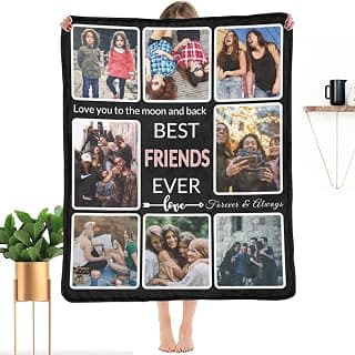Gifts for Friend Customized Blanket with Photo, Make a Personalized Friends Blankets with Picture Custom Memories Souvenir Throw Blanket for Best Friends Ever, 8 Collage Made in USA B09WXXVKZL