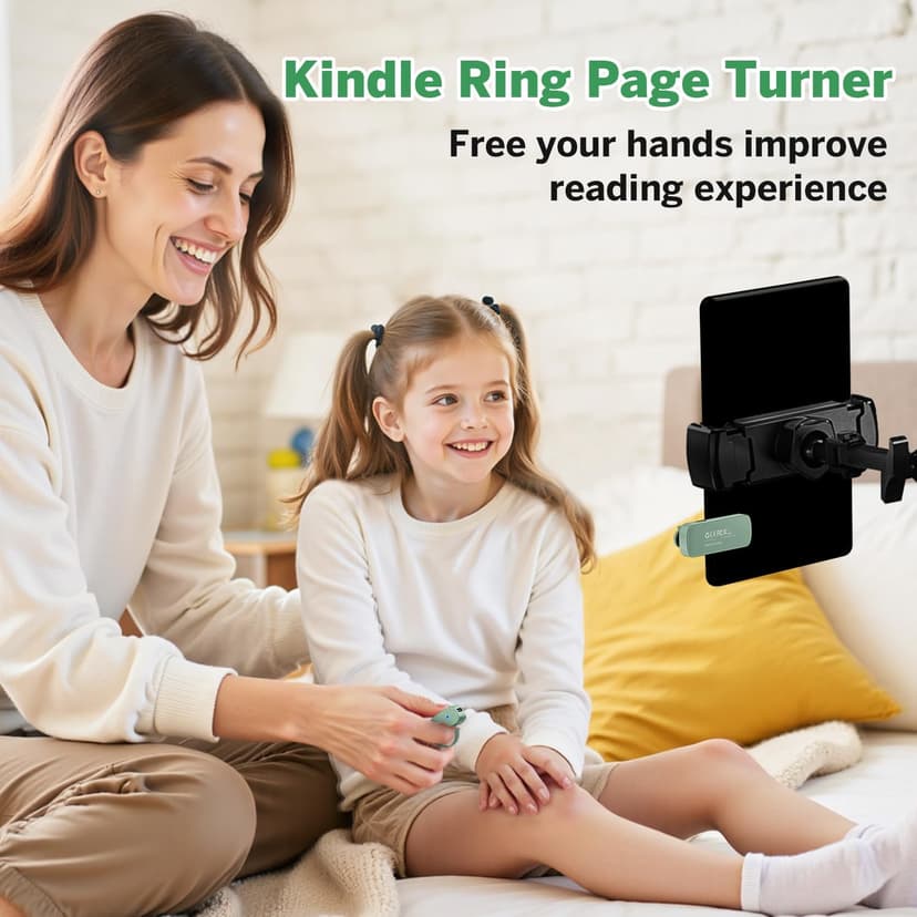 Clicker Page Turner for Kindle Accessories for Camera Video Record&Shutter Selfie with Storage Bag, Fits Thick Cases (Green) Page Turner Ring for Kindle,Remote Control for iPhone iPad Tablets eReaders B0FJXPC91M