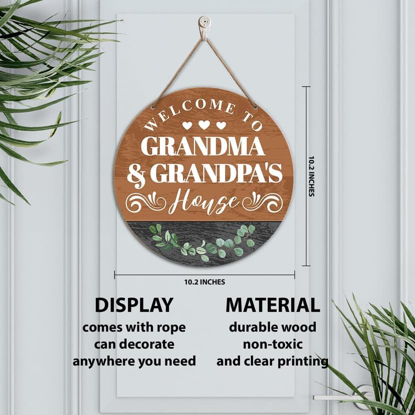 Grandma and Grandpa House Signs Wall Decor for Front Door Porch Decorations, Grandparents Day Gifts, Father's Mother's Day Christmas Birthday Gift for Grandma Nana Grandpa Papa Grandparents