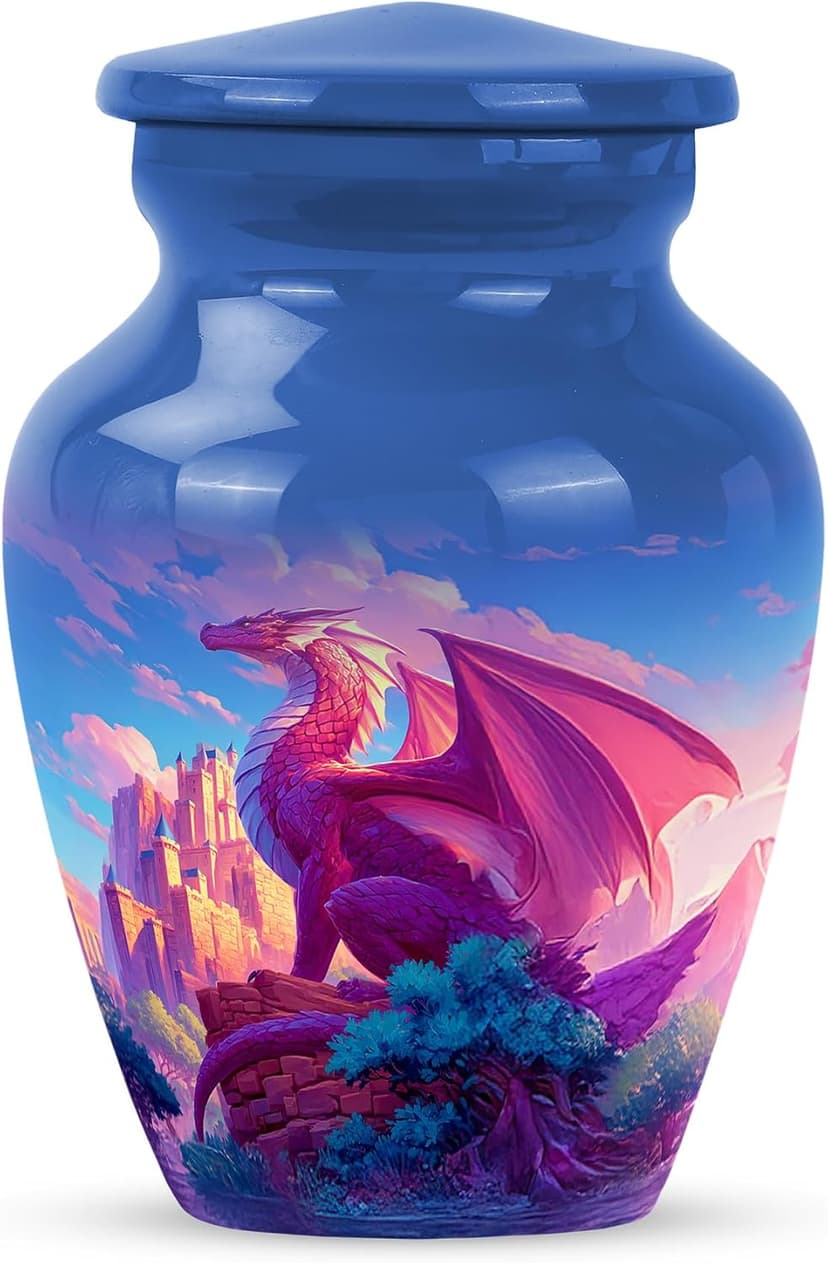 YATHABHSIA Dragon Cremated Reamins Urns, Burial Urns for Adult Human Ashes, Decorative for Funeral & Burial, Memorial Gift, 3 Inch Mini Urn, Blue B0F8QQQZJL