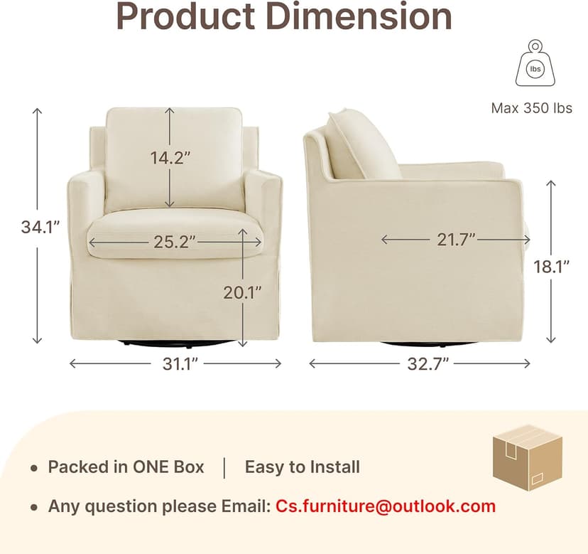 KISLOT Swivel Accent Chair Rocking Recliner 360 Degree Swivel Armchair Machine-Washable Cover for Nursery Living Room Bedroom