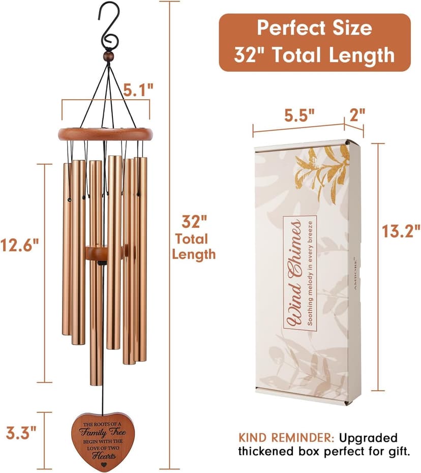 Golden 50th Anniversary Decorations for Couples, Parents & Friends, 32" Wind Chimes Includes Gift Box AMBOBE 50th Wedding Anniversary Wind Chime Gifts B0FSSL284Y