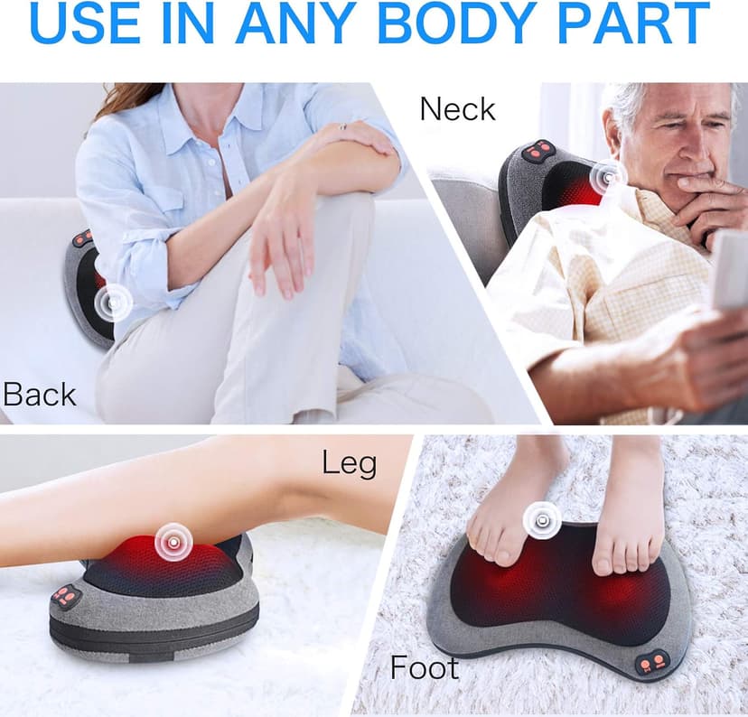 Papillon Shiatsu Back Massager with Heat,Fathers Day Dad Gifts for Men, Dad, Deep Tissue Massage for Neck, Shoulder, Upper & Lower Back Pain Relief, Electric Kneading 3D Massage Pillow (Gray)