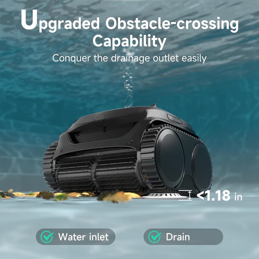 WYBOT C2 Cordless Robotic Pool Cleaner, Pool Vacuum Robot for Inground Pools with Dual Filter, Lasts 180 Mins, Wall & Waterline Cleaning, Smart Weekly Timer, OTA Upgarded (Dark Black)