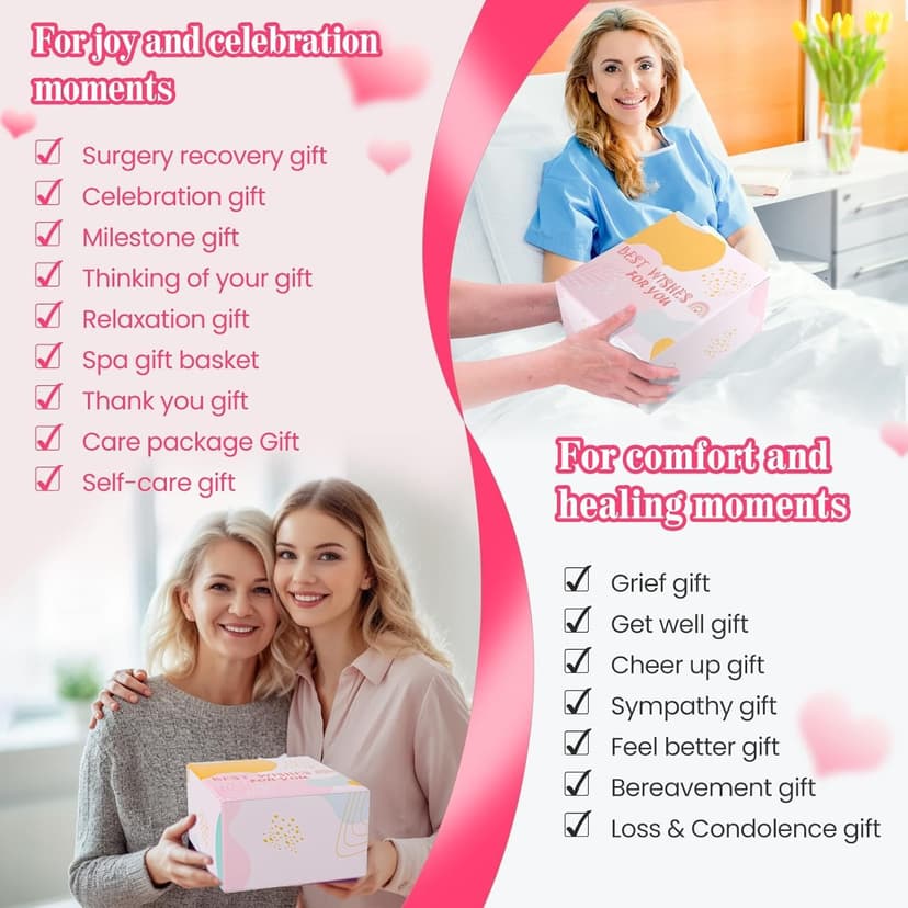 Get Well Soon Care Package for Women, 12 Pcs Deluxe Self-Care Gift Box with Pink Cozy Blanket, Tumbler, Candle & Spa Feel Better Basket – After Surgery, Thinking of You, Encouragement Recovery Gifts