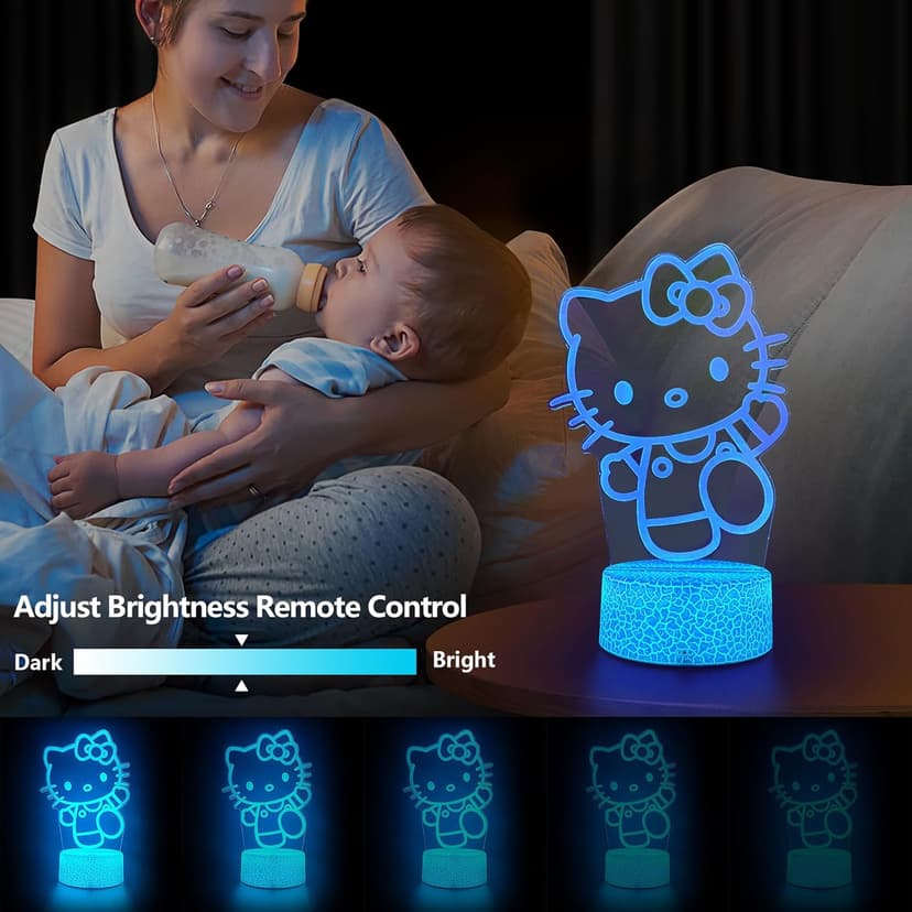 Cat Night Light Cute Night Light - Anime Charater 16 Color Change Decor Kitty Lamp with Remote, Dim, Timer,Kids Gifts for Christmas Birthday,Nursery Baby