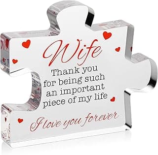 Valentine's Gifts for Wife - Engraved Acrylic Block Puzzle Wife Gift 3.35 x 2.76 inch - Cute Wife Gifts from Husband - Novelty Birthday Paperweights, Christmas, Cool for Women