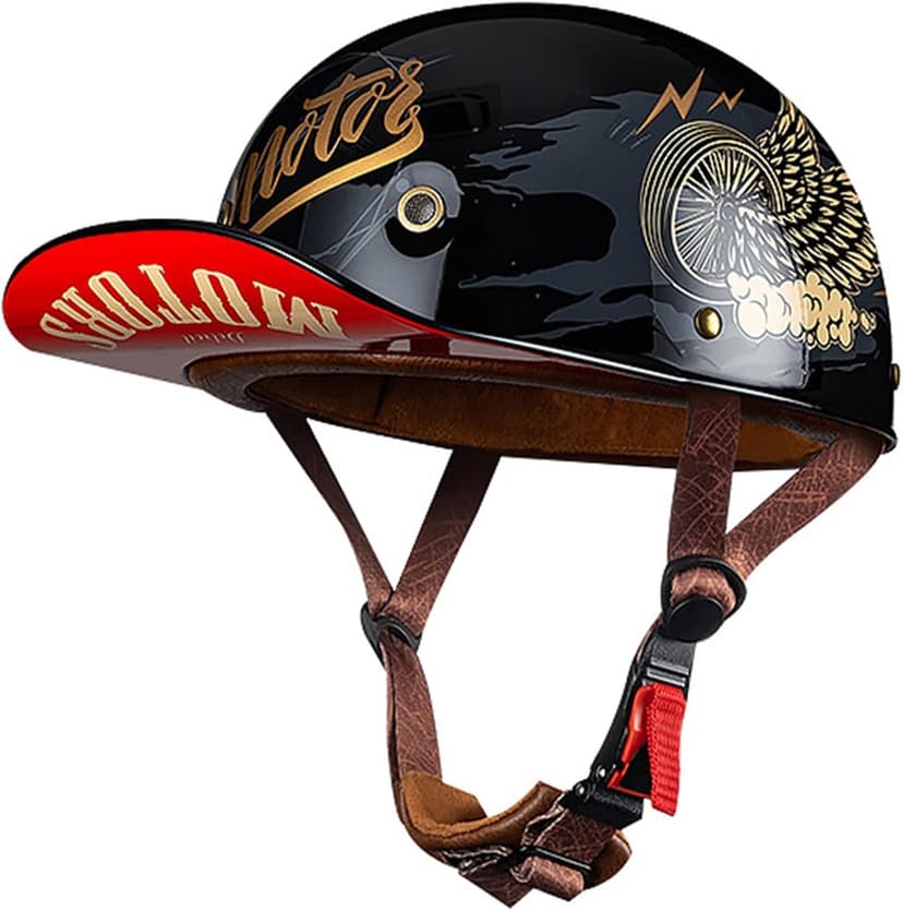 Baseball Motorcycle Half Helmet DOT Approved for Adults Universal Hat Style Helmet with Adjustable Quick Release Buckle Fits Bicycle Cruiser Scooter