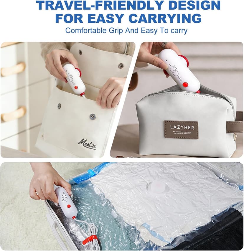 VMstr 12 Pack Travel Vacuum Storage Bags with USB Electric Pump, Compression Bags for Travel, Space Saver for Clothes and Clothing