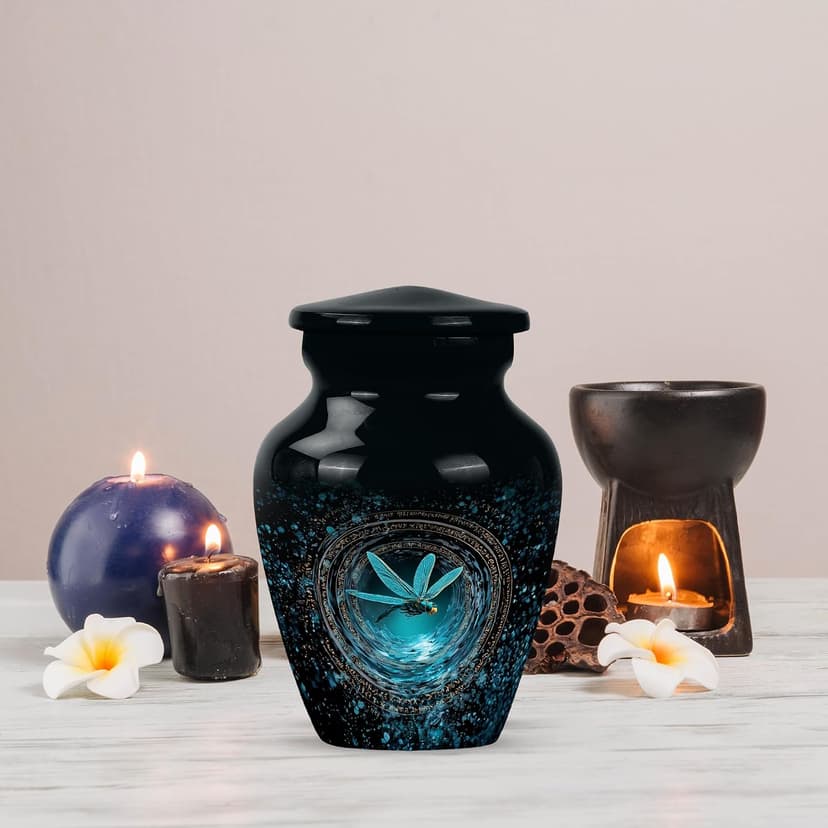 Dragonfly Keepsake Urns for Human Ashes, Black Burial Urn, Mini Handcrafted Cremated Ash Holder, Decorative Funeral Gift for Loss of Loved Ones(3 Inch) B0FS1YWSMY