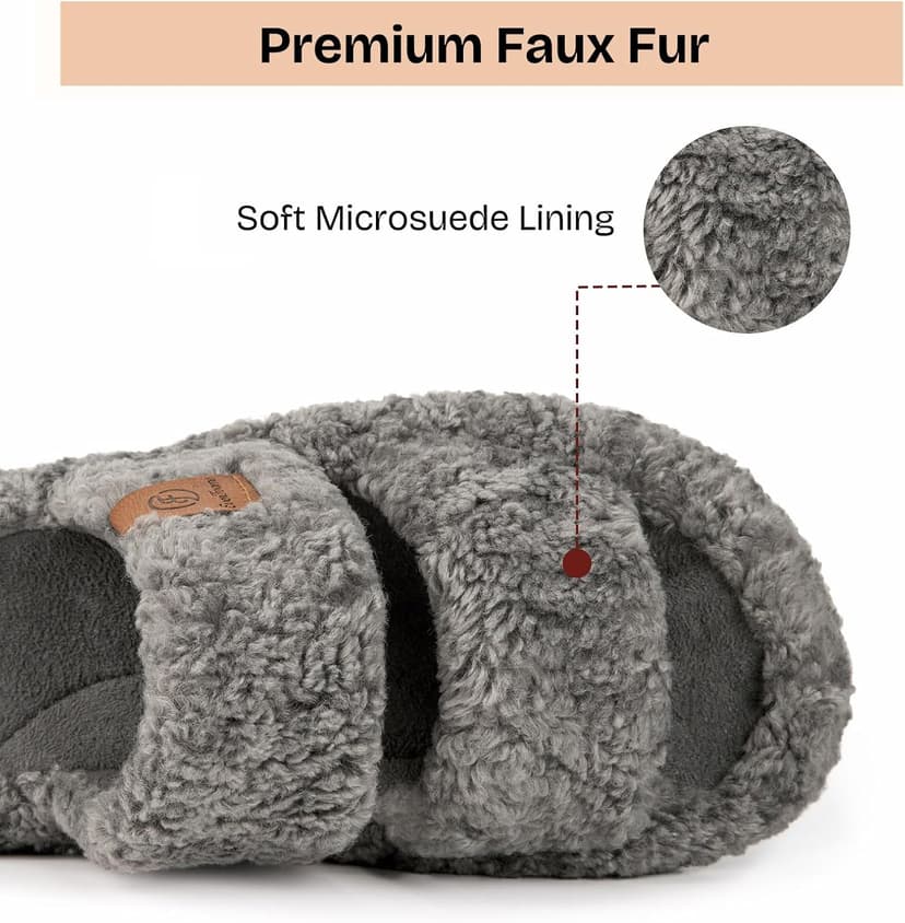 Machine-washable, Gifts, Memory Foam, Anti-slip Sole, Lightweight, Indoor and Outdoor, Cozy EverFoams Womens Fuzzy Open-toe Slippers Memory Foam Indoor House Shoes B0CLGNYKFR
