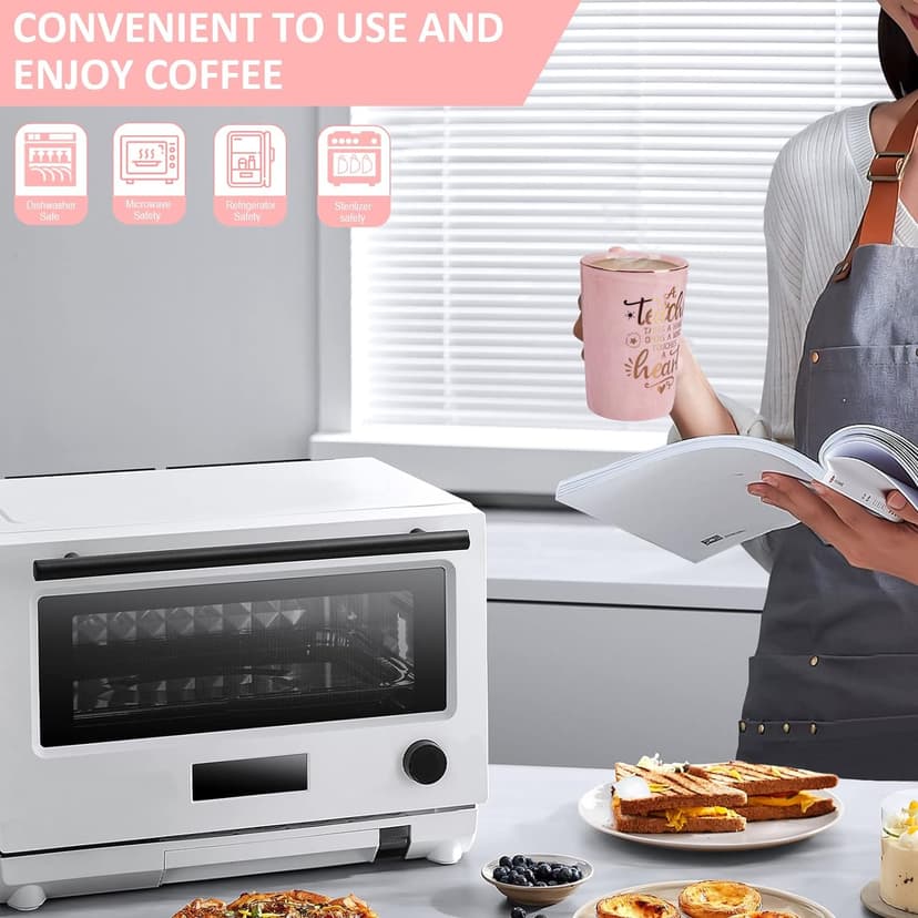 Unique Teacher Appreciation Gifts for Women - Best Teachers Christmas Mug for Teachers from Student, 14Oz Pink Marble Ceramic Gold Print Teacher Cup, Birthday Retirement Graduation, Nice Gift Boxed