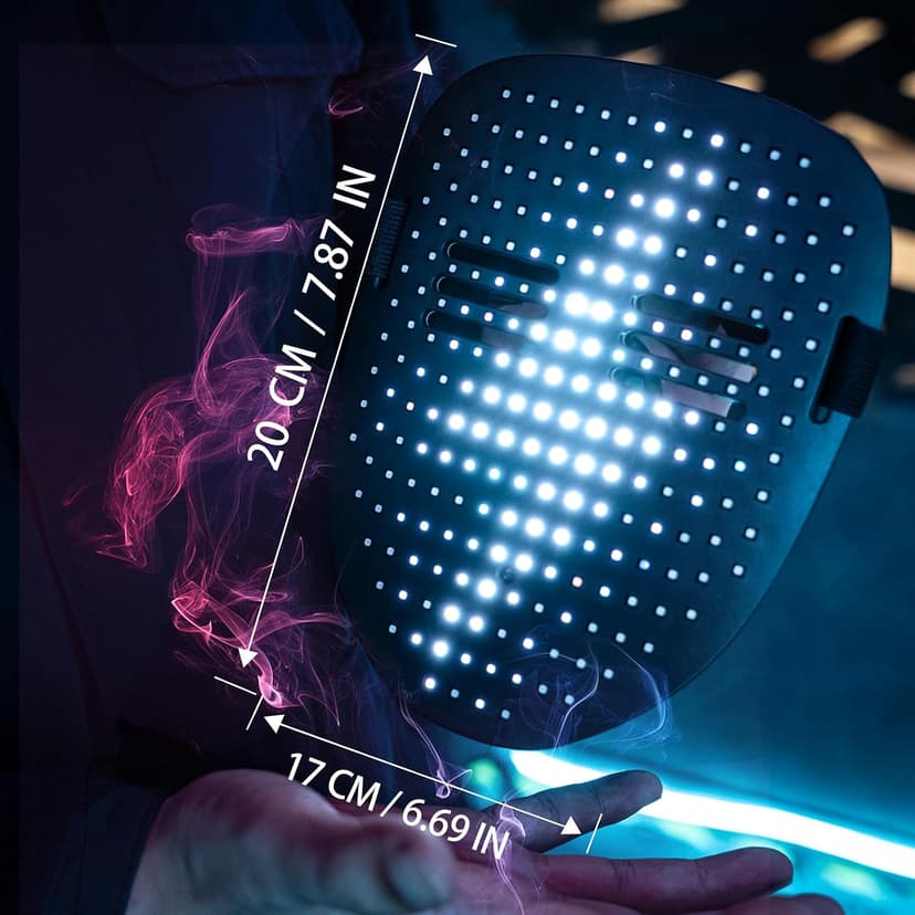 50+ Glowing Patterns for Halloween Costume, Christmas Cosplay, Birthday Party, Adjustable Strap Fits Kids Boys Teens Ages 5+ MOYACA Led Mask Light up Mask Gesture Sensing, Kids Cool Toys Men Boys Gift B09ZY7WY8P