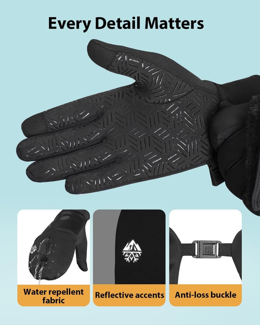 RIGWARL Winter Running Gloves Men Women Cold Weather, Touchscreen Convertible Mittens Warm Thermal Gloves with Watch Window