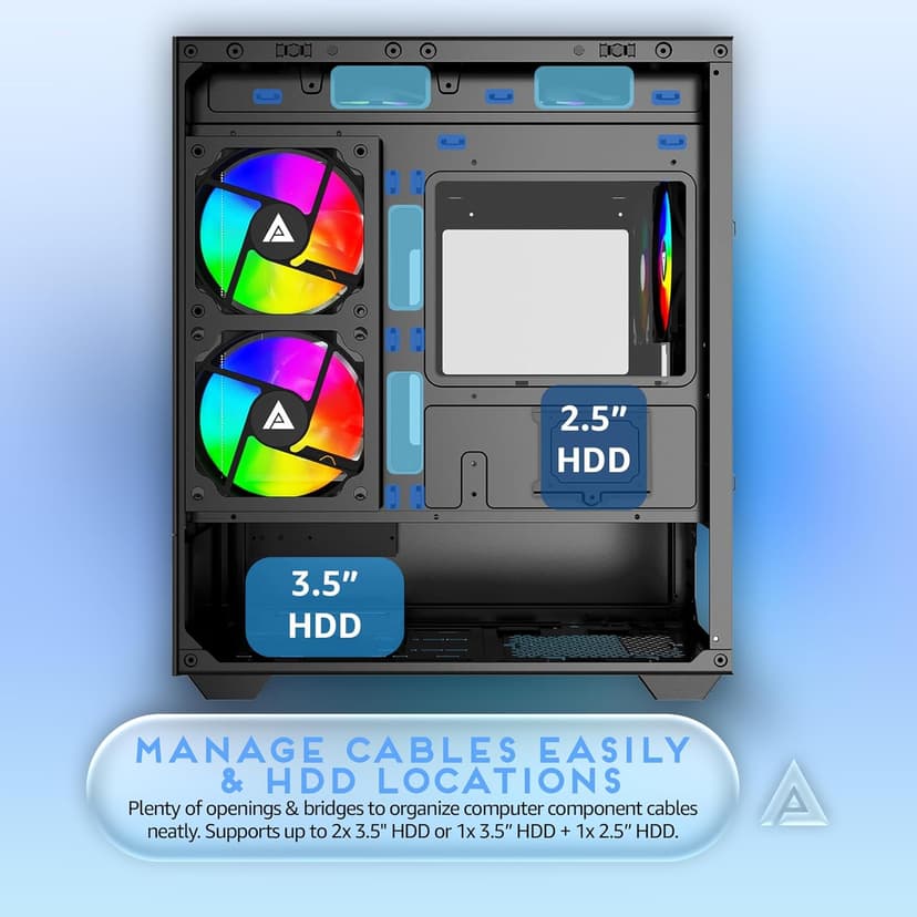 Apevia Phantom-MESH-BK Phantom Micro-ATX Dual-Chamber Mesh Gaming PC Case w/ 5X 120mm ARGB Fans, 366 RGB Modes, Mesh Airflow Performance Front Panel, 240mm Radiator Support, 2X USB3.0, HD Audio, Black