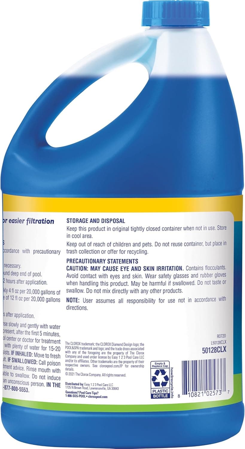 Clorox® Pool&Spa™ Swimming Pool Crazy Clarifier, Creates Crystal Clear Pool Water, 128 Fl Oz (Pack of 1)