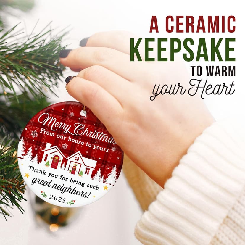 ZAGKOO Neighbor Christmas Ornaments 2025 - Best Christmas Neighbors Gift Ideas, Great Gifts for Next Door Neighbor - Friendship Gifts for Neighbors, Women, Men - Ceramic Keepsake 2025