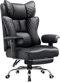 GTPLAYER Big and Tall Office Chair Wide Ergonomic Gaming Chair with Deluxe Embossing Designed Leather with Foot Rest,150°Reclining Adjustable Soft Armrests Pocket Spring Back Support and Pillow