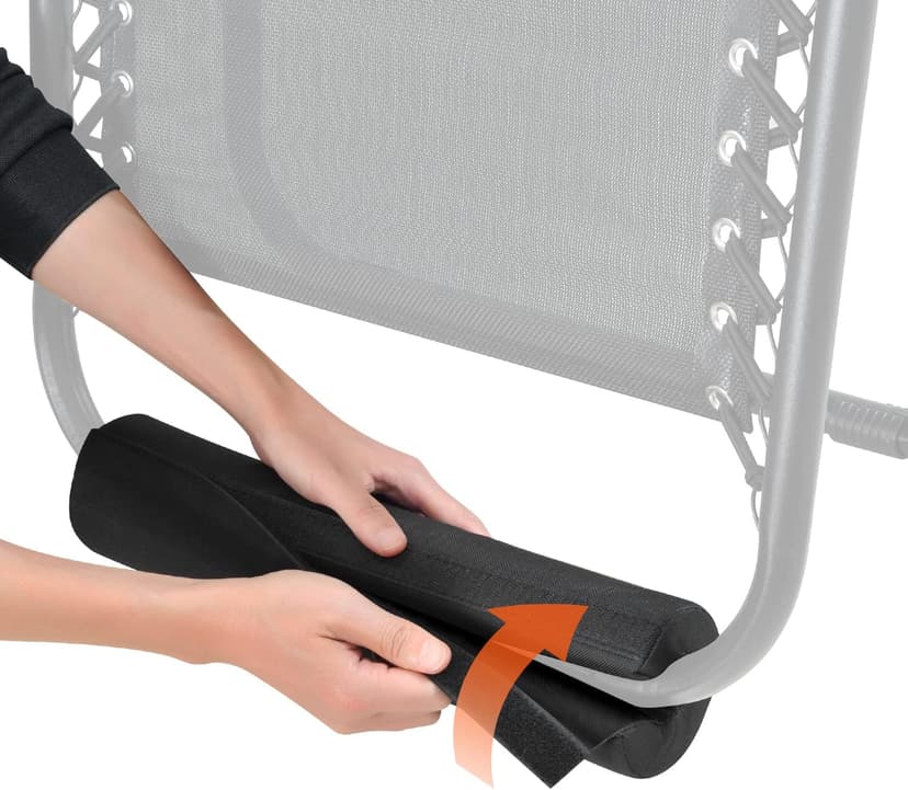 2 Pack Zero Gravity Chair Foot Rest, TOPJUM Footrest Cushion for Anti Gravity Folding Recliner, Footrest Padding for Patio Lawn Outdoor Chair, Lounge Accessory for Tall User (Black - Set of 2)